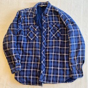 Vintage 1980's Men's Timber Run Lined Flannel Button up - blue plaid - Large